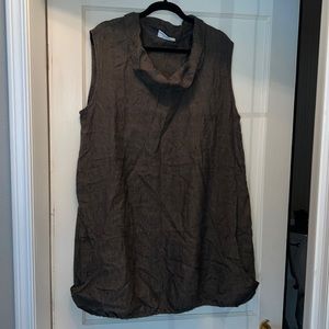 Vintage Bryn Walker tunic sleeveless linen dress balloon elastic bottom cowlneck